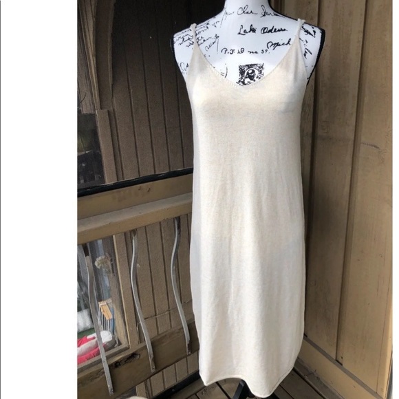 Cashmere dress tank womens basic soft knit dress cami cream Heather beige gray - Picture 15 of 16